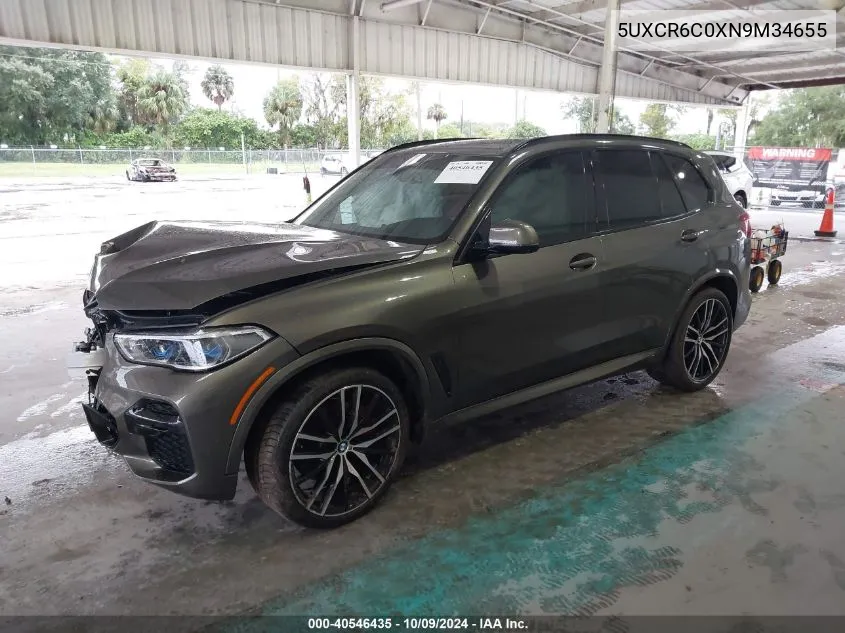 2022 BMW X5 xDrive40I VIN: 5UXCR6C0XN9M34655 Lot: 40546435