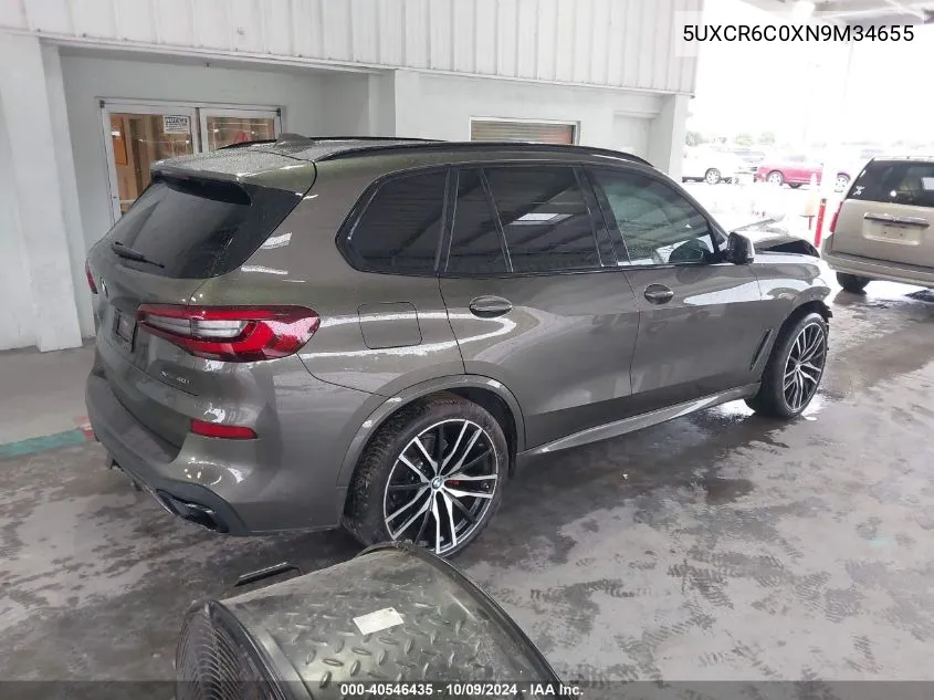 2022 BMW X5 xDrive40I VIN: 5UXCR6C0XN9M34655 Lot: 40546435