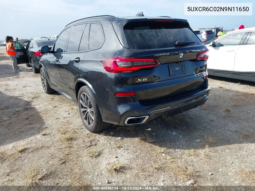 2022 BMW X5 xDrive40I VIN: 5UXCR6C02N9N11650 Lot: 40596114