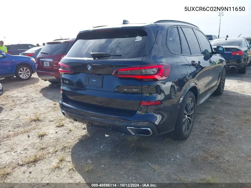 2022 BMW X5 xDrive40I VIN: 5UXCR6C02N9N11650 Lot: 40596114