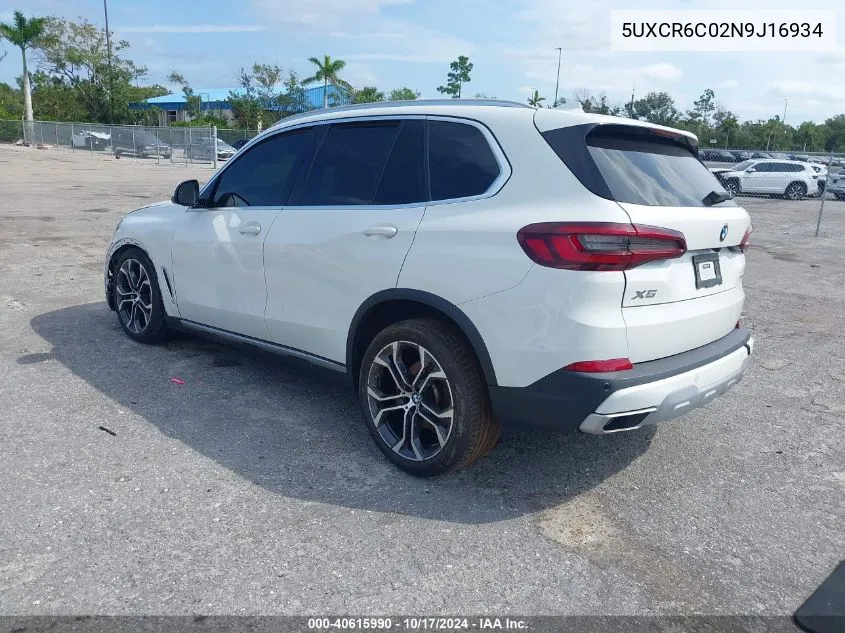 2022 BMW X5 xDrive40I VIN: 5UXCR6C02N9J16934 Lot: 40615990