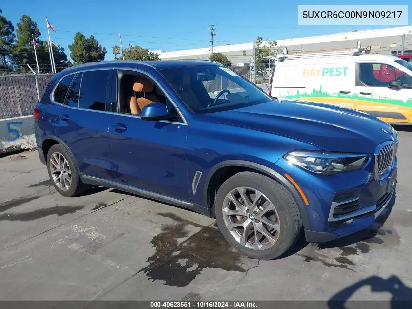 2022 BMW X5 xDrive40I VIN: 5UXCR6C00N9N09217 Lot: 40623551