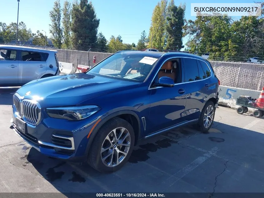 2022 BMW X5 xDrive40I VIN: 5UXCR6C00N9N09217 Lot: 40623551