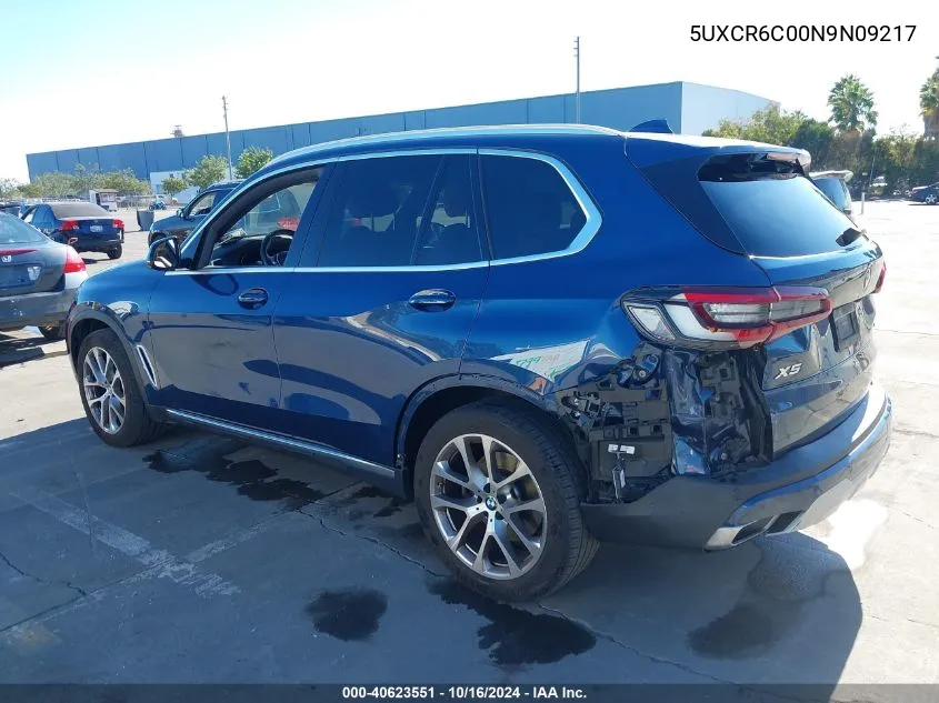 2022 BMW X5 xDrive40I VIN: 5UXCR6C00N9N09217 Lot: 40623551