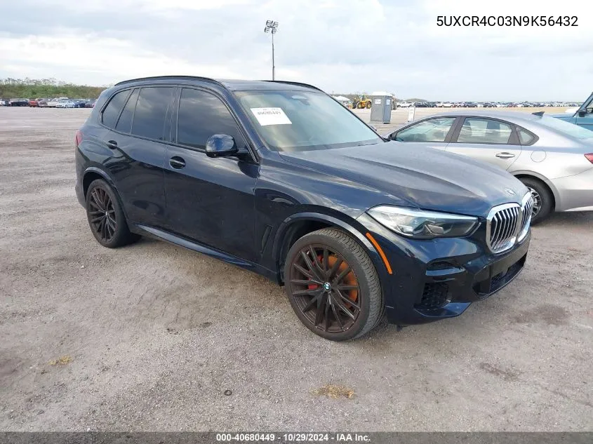 2022 BMW X5 Sdrive40I VIN: 5UXCR4C03N9K56432 Lot: 40680449