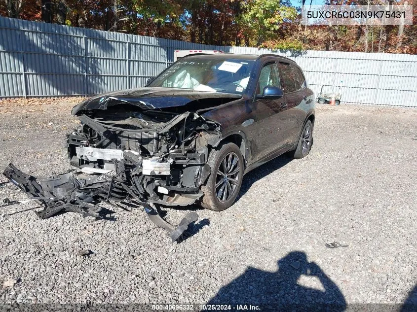 2022 BMW X5 xDrive40I VIN: 5UXCR6C03N9K75431 Lot: 40696332