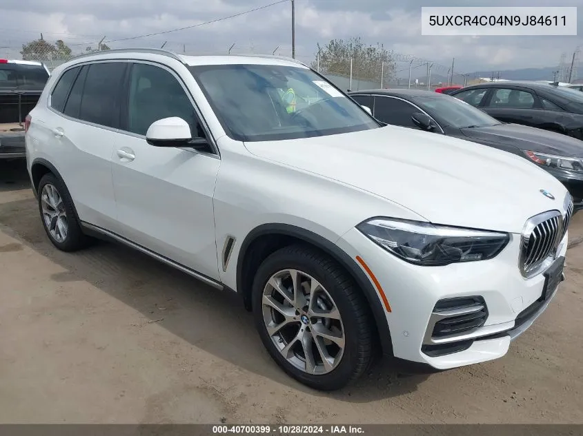 2022 BMW X5 Sdrive40I VIN: 5UXCR4C04N9J84611 Lot: 40700399