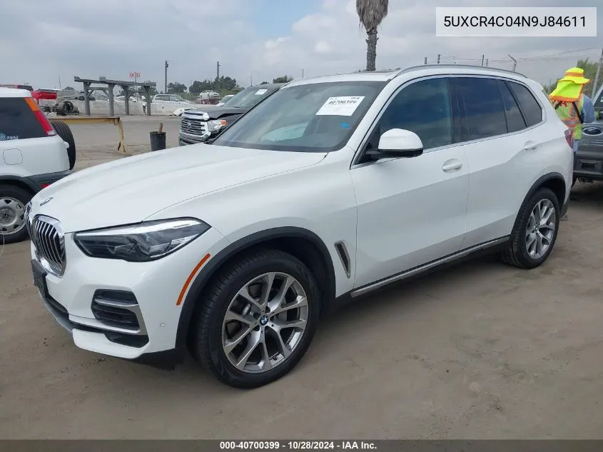 2022 BMW X5 Sdrive40I VIN: 5UXCR4C04N9J84611 Lot: 40700399