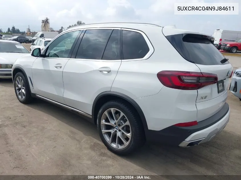 2022 BMW X5 Sdrive40I VIN: 5UXCR4C04N9J84611 Lot: 40700399