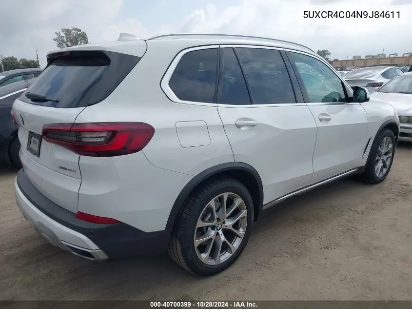 2022 BMW X5 Sdrive40I VIN: 5UXCR4C04N9J84611 Lot: 40700399