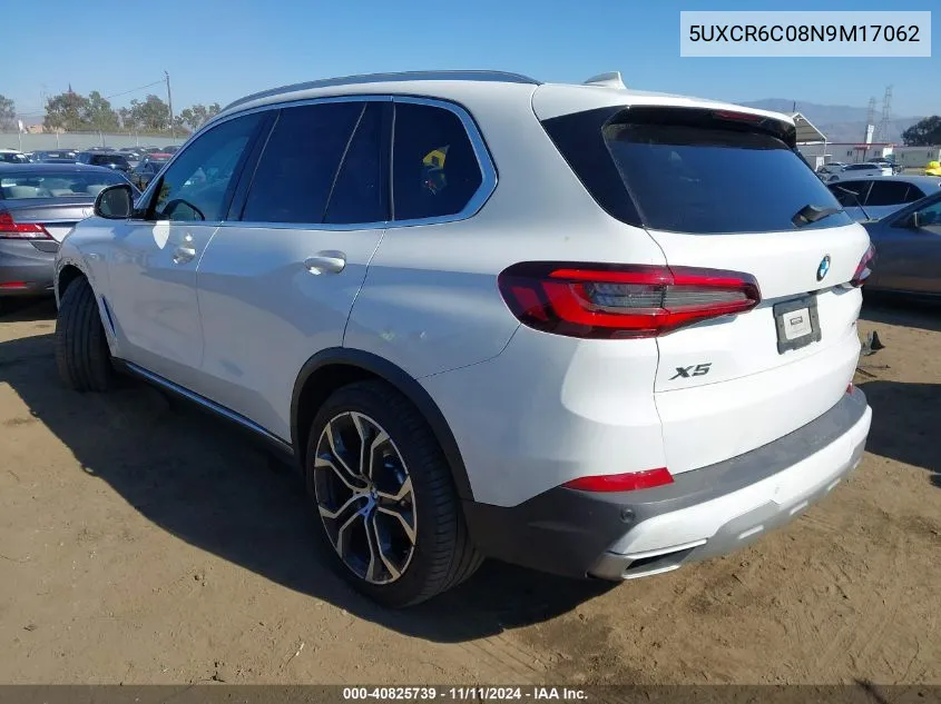 2022 BMW X5 xDrive40I VIN: 5UXCR6C08N9M17062 Lot: 40825739