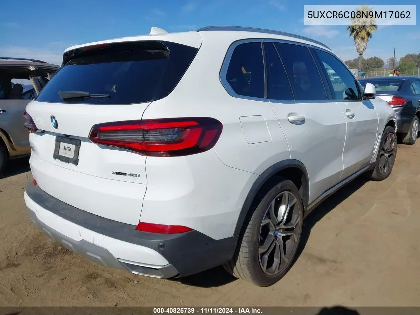 2022 BMW X5 xDrive40I VIN: 5UXCR6C08N9M17062 Lot: 40825739