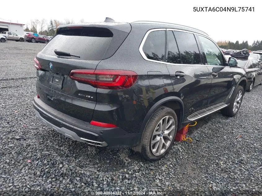 2022 BMW X5 Phev xDrive45E VIN: 5UXTA6C04N9L75741 Lot: 40834322