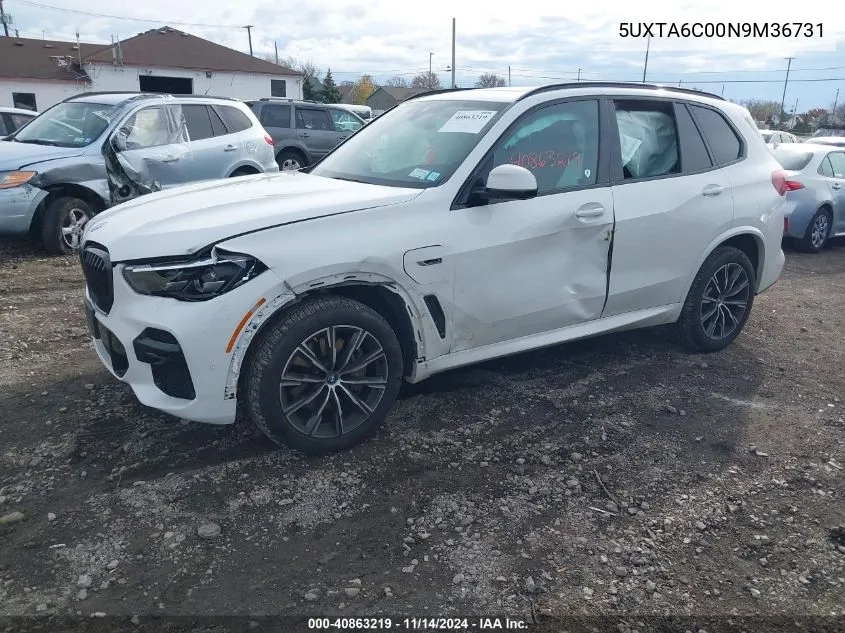 2022 BMW X5 Phev xDrive45E VIN: 5UXTA6C00N9M36731 Lot: 40863219