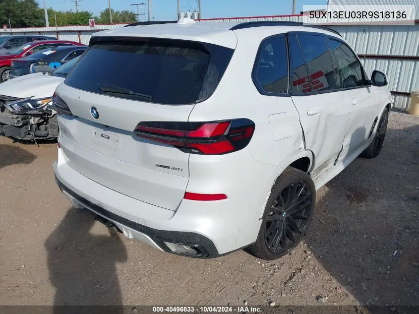 2024 BMW X5 Sdrive40I VIN: 5UX13EU03R9S18136 Lot: 40496833