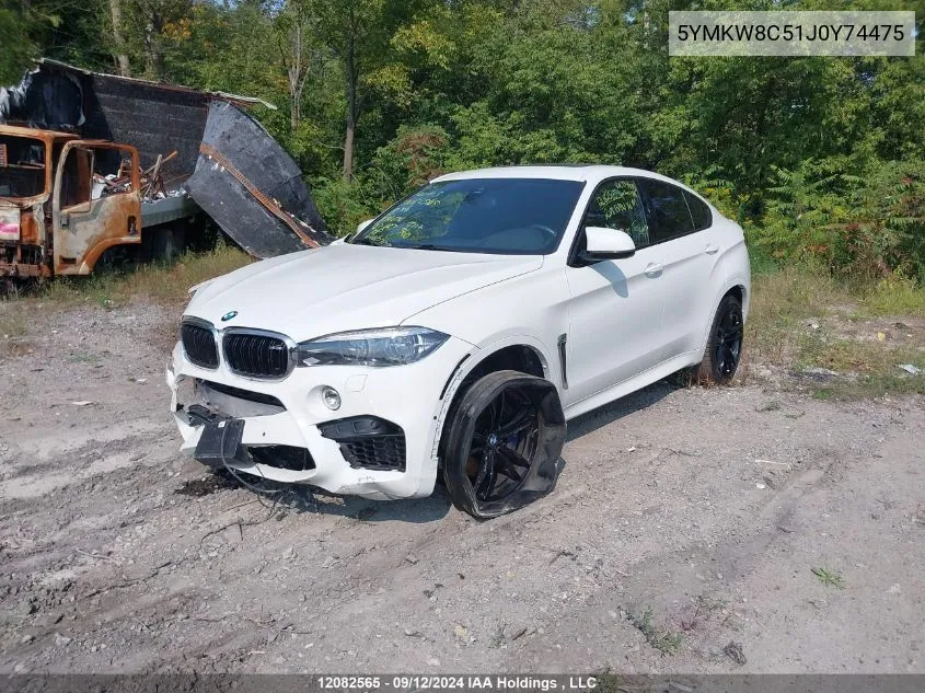 2018 BMW X6 M VIN: 5YMKW8C51J0Y74475 Lot: 12082565