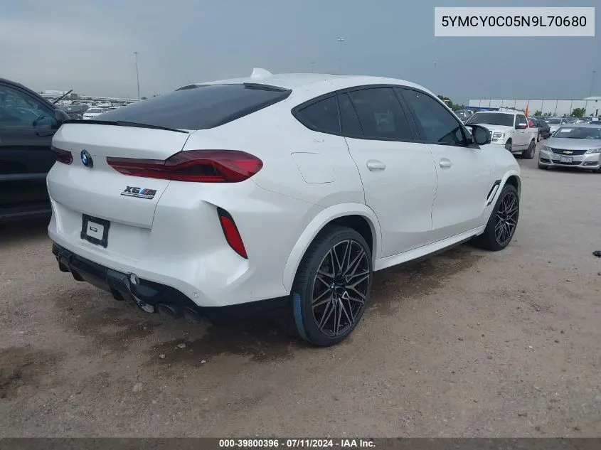 2022 BMW X6 M VIN: 5YMCY0C05N9L70680 Lot: 39800396