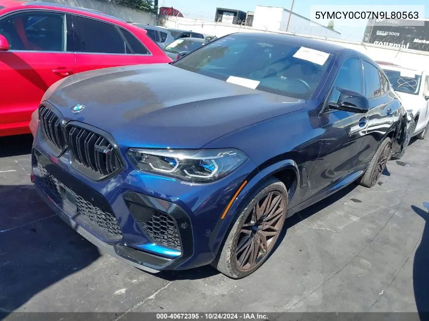 2022 BMW X6 M VIN: 5YMCY0C07N9L80563 Lot: 40672395