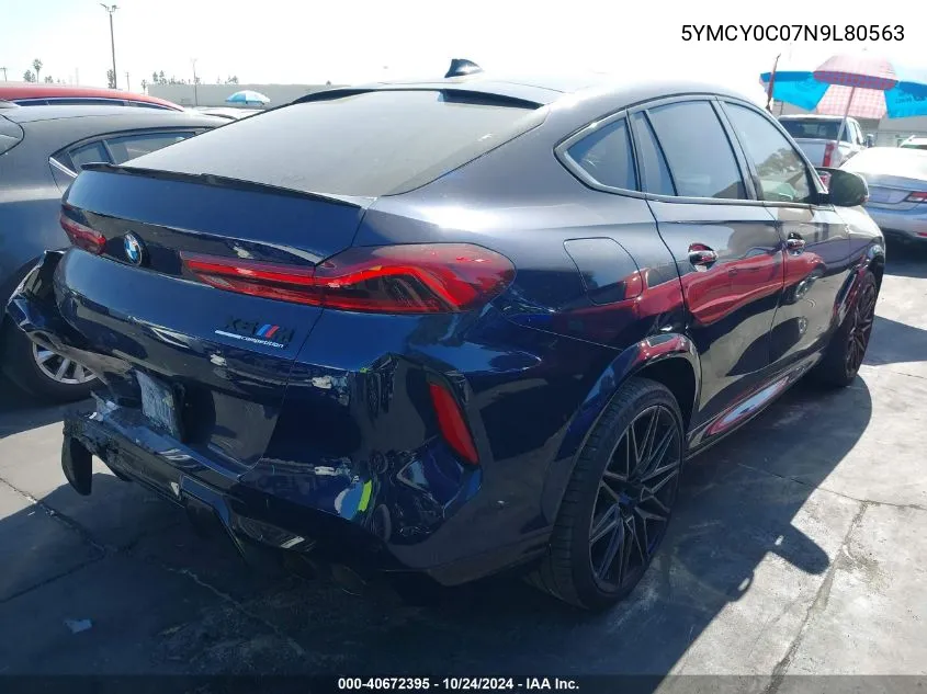 2022 BMW X6 M VIN: 5YMCY0C07N9L80563 Lot: 40672395