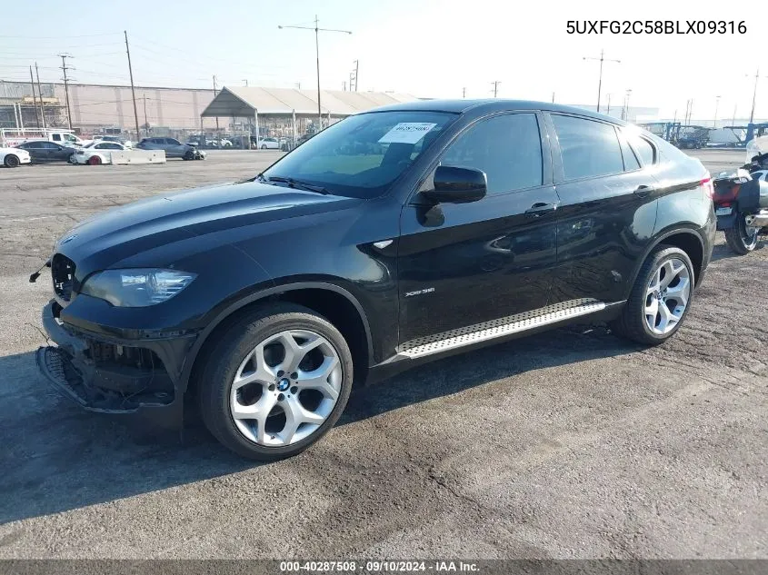 2011 BMW X6 xDrive35I VIN: 5UXFG2C58BLX09316 Lot: 40287508