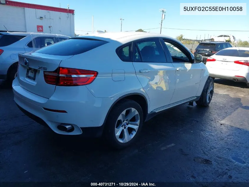 2014 BMW X6 xDrive35I VIN: 5UXFG2C55E0H10058 Lot: 40731271