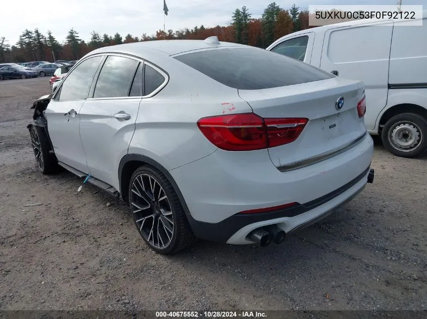 2015 BMW X6 Sdrive35I VIN: 5UXKU0C53F0F92122 Lot: 40675552