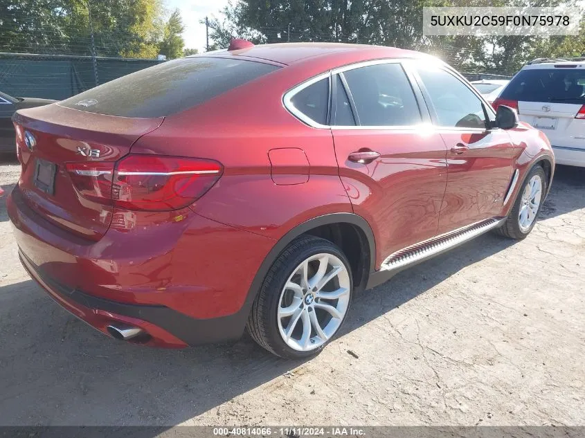 2015 BMW X6 xDrive35I VIN: 5UXKU2C59F0N75978 Lot: 40814066