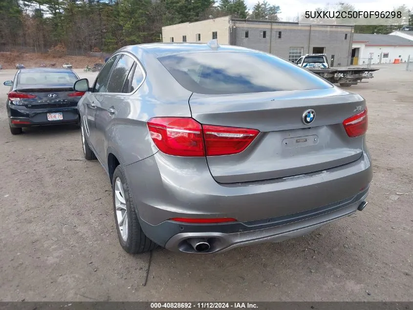 2015 BMW X6 xDrive35I VIN: 5UXKU2C50F0F96298 Lot: 40828692