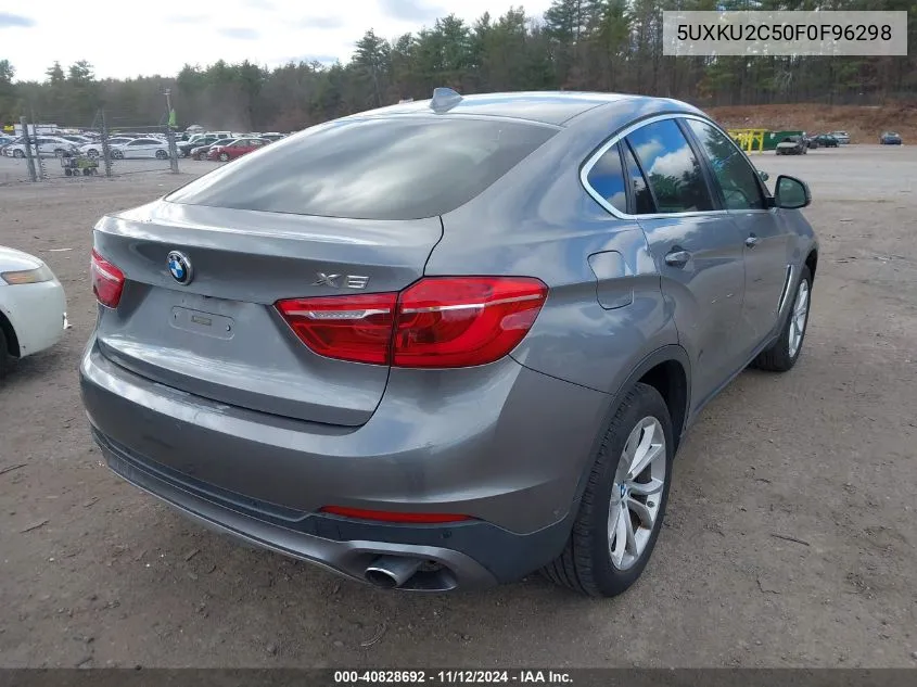 2015 BMW X6 xDrive35I VIN: 5UXKU2C50F0F96298 Lot: 40828692