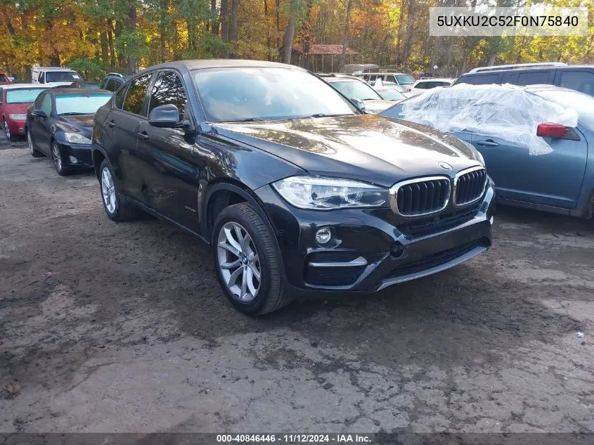 2015 BMW X6 xDrive35I VIN: 5UXKU2C52F0N75840 Lot: 40846446