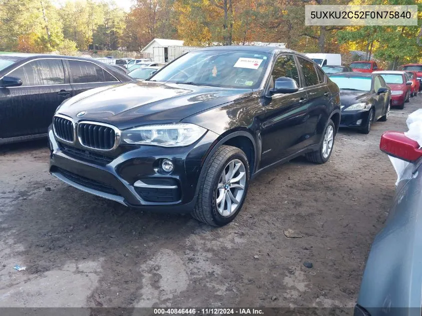 2015 BMW X6 xDrive35I VIN: 5UXKU2C52F0N75840 Lot: 40846446