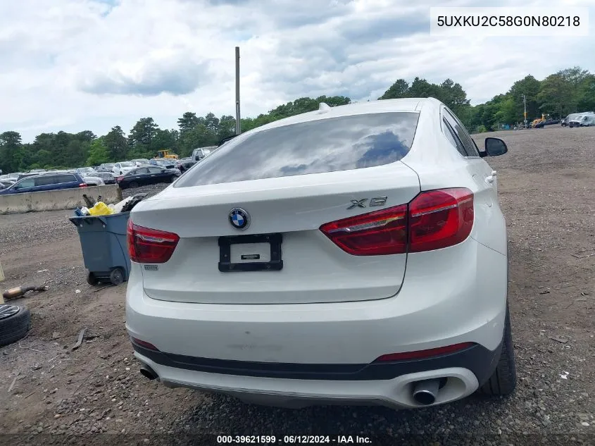 2016 BMW X6 xDrive35I VIN: 5UXKU2C58G0N80218 Lot: 39621599