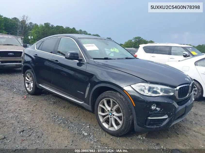 2016 BMW X6 xDrive35I VIN: 5UXKU2C54G0N78398 Lot: 39887663