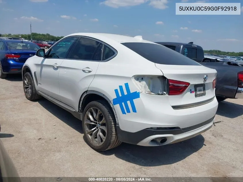 5UXKU0C59G0F92918 2016 BMW X6 Sdrive35I