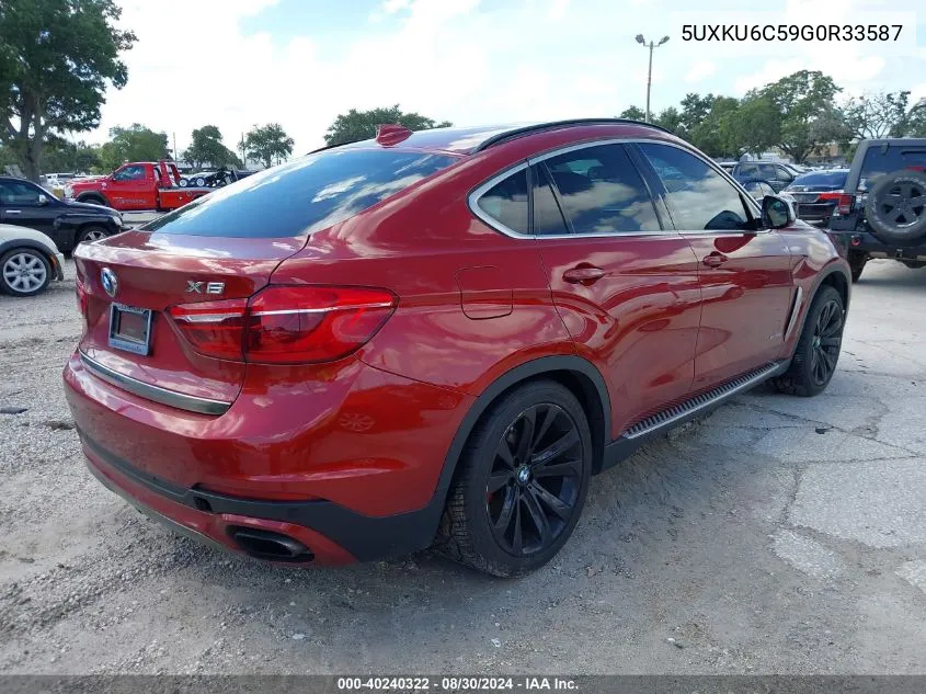 2016 BMW X6 xDrive50I VIN: 5UXKU6C59G0R33587 Lot: 40240322