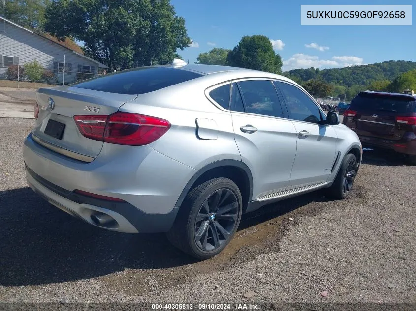 2016 BMW X6 Sdrive35I VIN: 5UXKU0C59G0F92658 Lot: 40305813