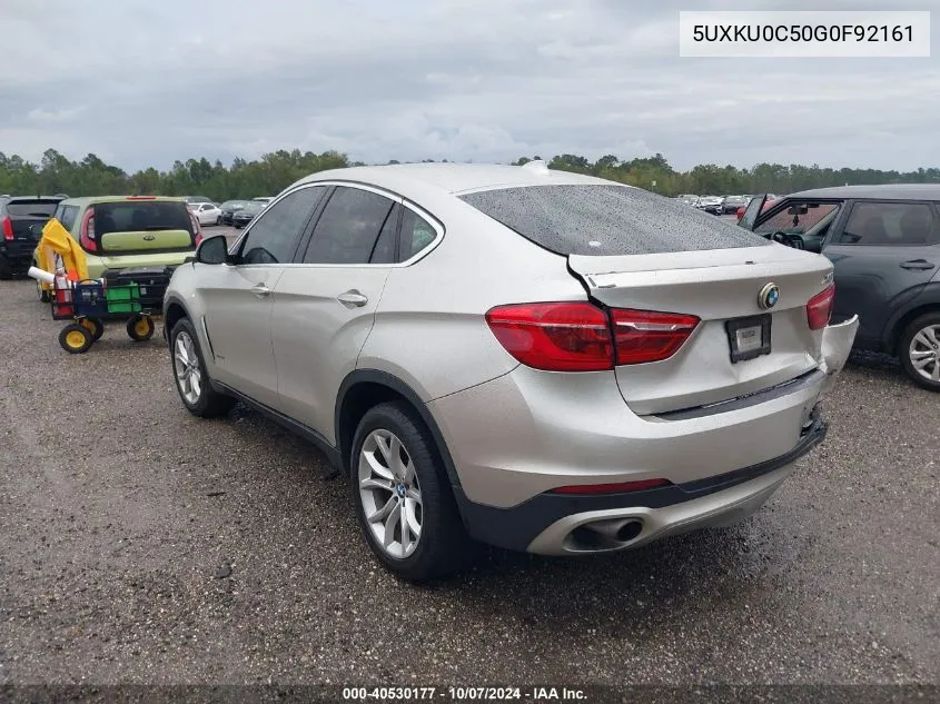 2016 BMW X6 Sdrive35I VIN: 5UXKU0C50G0F92161 Lot: 40530177