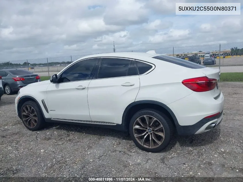 2016 BMW X6 xDrive35I VIN: 5UXKU2C55G0N80371 Lot: 40811996