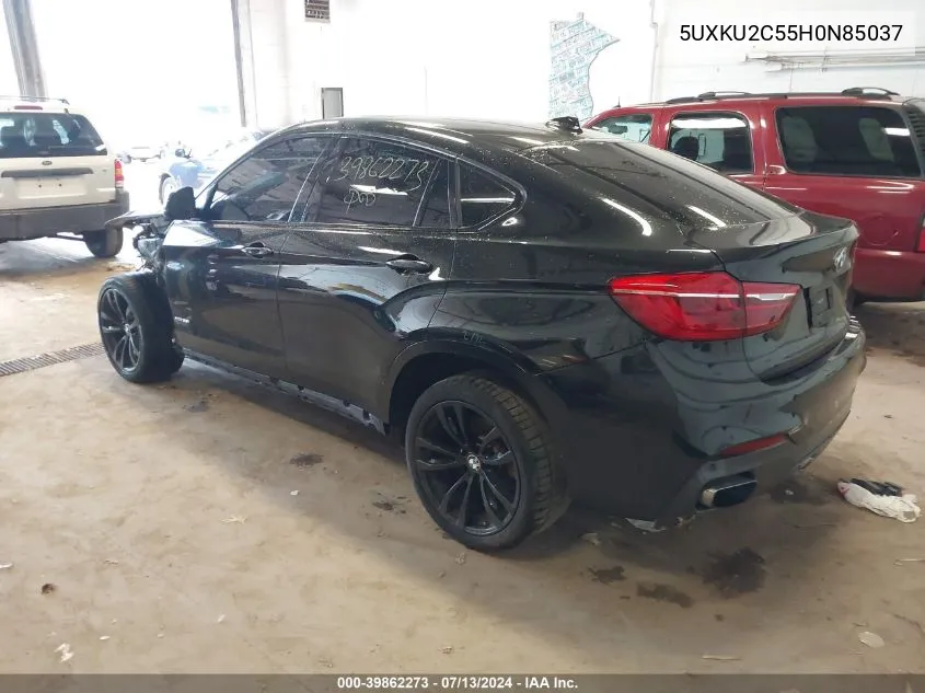 2017 BMW X6 xDrive35I VIN: 5UXKU2C55H0N85037 Lot: 39862273