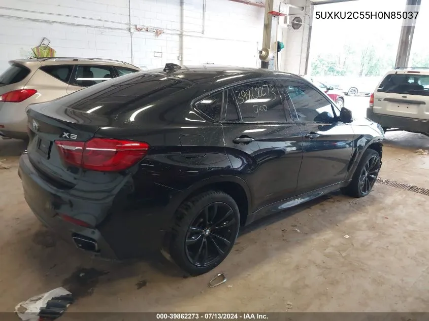 2017 BMW X6 xDrive35I VIN: 5UXKU2C55H0N85037 Lot: 39862273