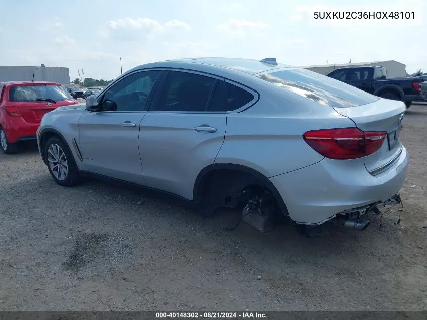 2017 BMW X6 xDrive35I VIN: 5UXKU2C36H0X48101 Lot: 40148302