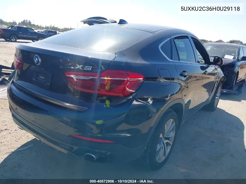 2017 BMW X6 xDrive35I VIN: 5UXKU2C36H0U29118 Lot: 40572906