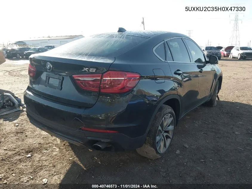 2017 BMW X6 xDrive35I VIN: 5UXKU2C35H0X47330 Lot: 40746573