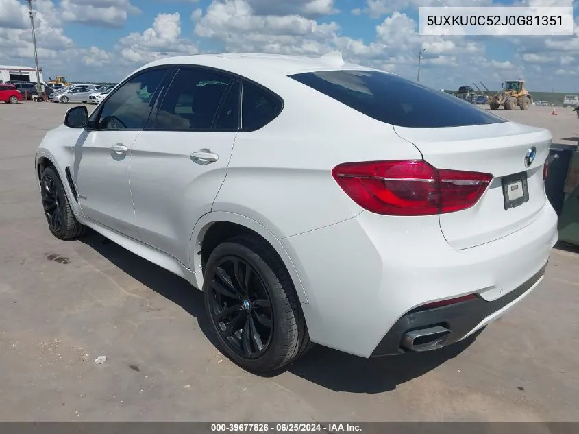 2018 BMW X6 Sdrive35I VIN: 5UXKU0C52J0G81351 Lot: 39677826