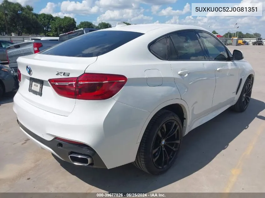 2018 BMW X6 Sdrive35I VIN: 5UXKU0C52J0G81351 Lot: 39677826