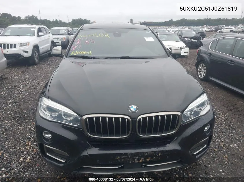 2018 BMW X6 xDrive35I VIN: 5UXKU2C51J0Z61819 Lot: 40008132