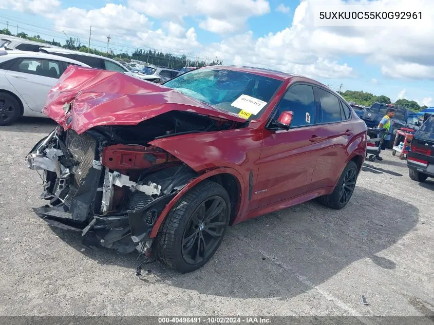 2019 BMW X6 Sdrive35I VIN: 5UXKU0C55K0G92961 Lot: 40496491