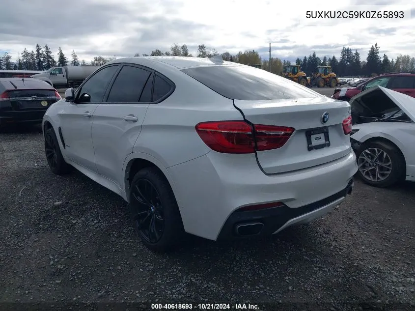 2019 BMW X6 xDrive35I VIN: 5UXKU2C59K0Z65893 Lot: 40618693