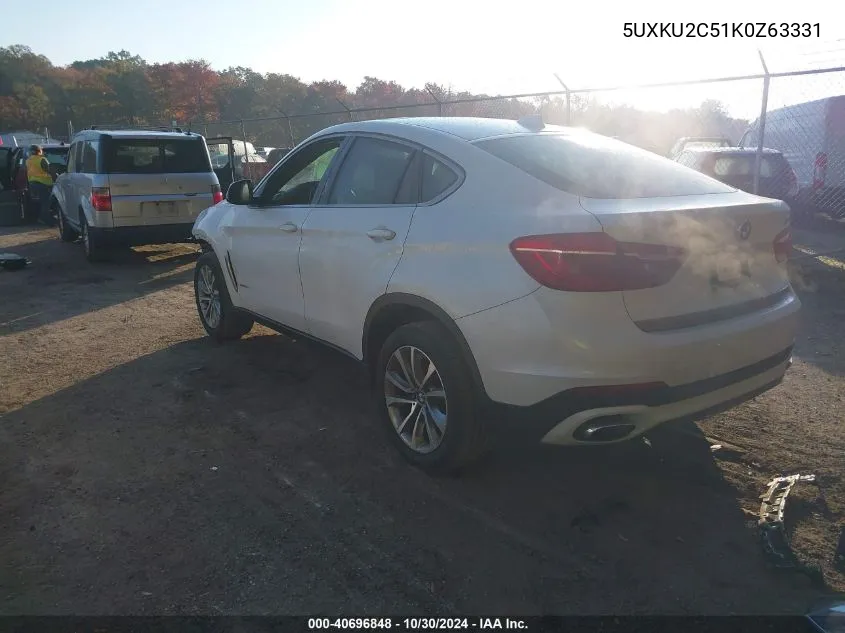 2019 BMW X6 xDrive35I VIN: 5UXKU2C51K0Z63331 Lot: 40696848