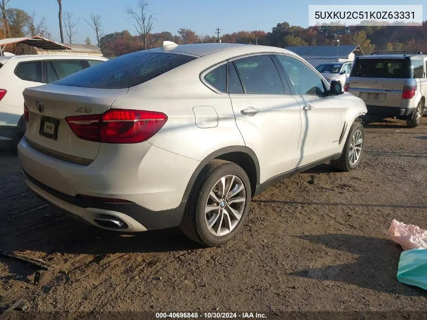 2019 BMW X6 xDrive35I VIN: 5UXKU2C51K0Z63331 Lot: 40696848